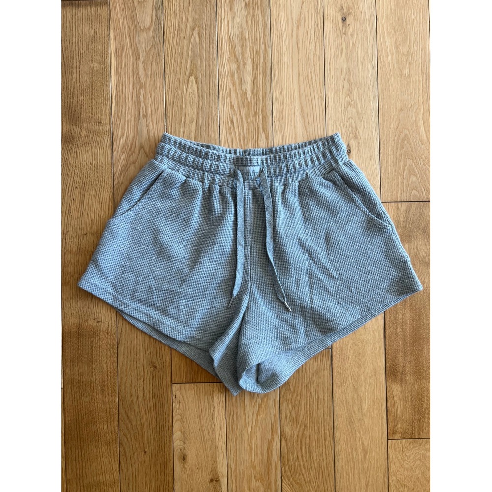 Comfrt Waffle Knit Lounge Shorts Gray Elastic Drawstring Waist Womens Size XS